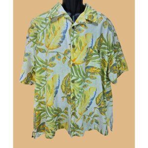Joe Marlin Mens Tropical Leaf Print Hawaiian Shirt XL